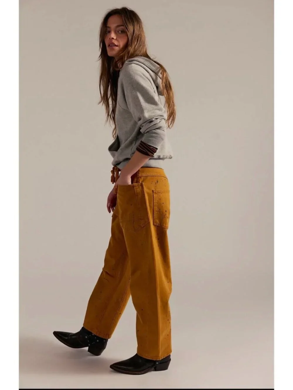 NWT Free People We The Free Moxie Pull-On Barrel Jeans Tangerine Peel 27